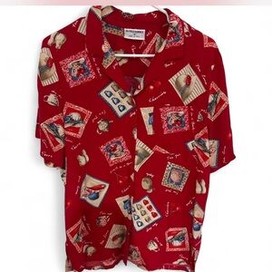 Vintage Alfred Dunner Grandma-core Red Button-Up Shirt